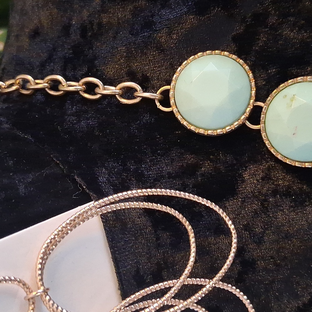 Elegant Gold and Mint Necklace and Gold Earring Set - Picture 9 of 9